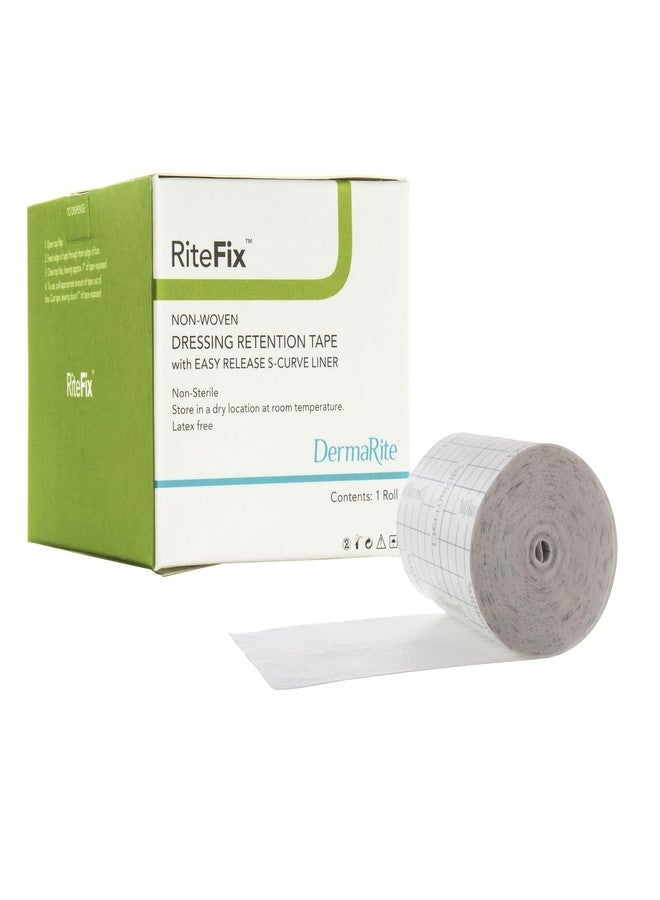 dermarite RiteFix Non-Woven Dressing Retention Tape - 1" x 11 yds - with Easy Release S-Curve Liner for Convenient Application, Moisture and Air Permeable, Hypoallergenic Adhesive, Non Sterile, Latex Free - Image 1